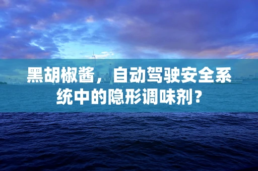 黑胡椒酱，自动驾驶安全系统中的隐形调味剂？